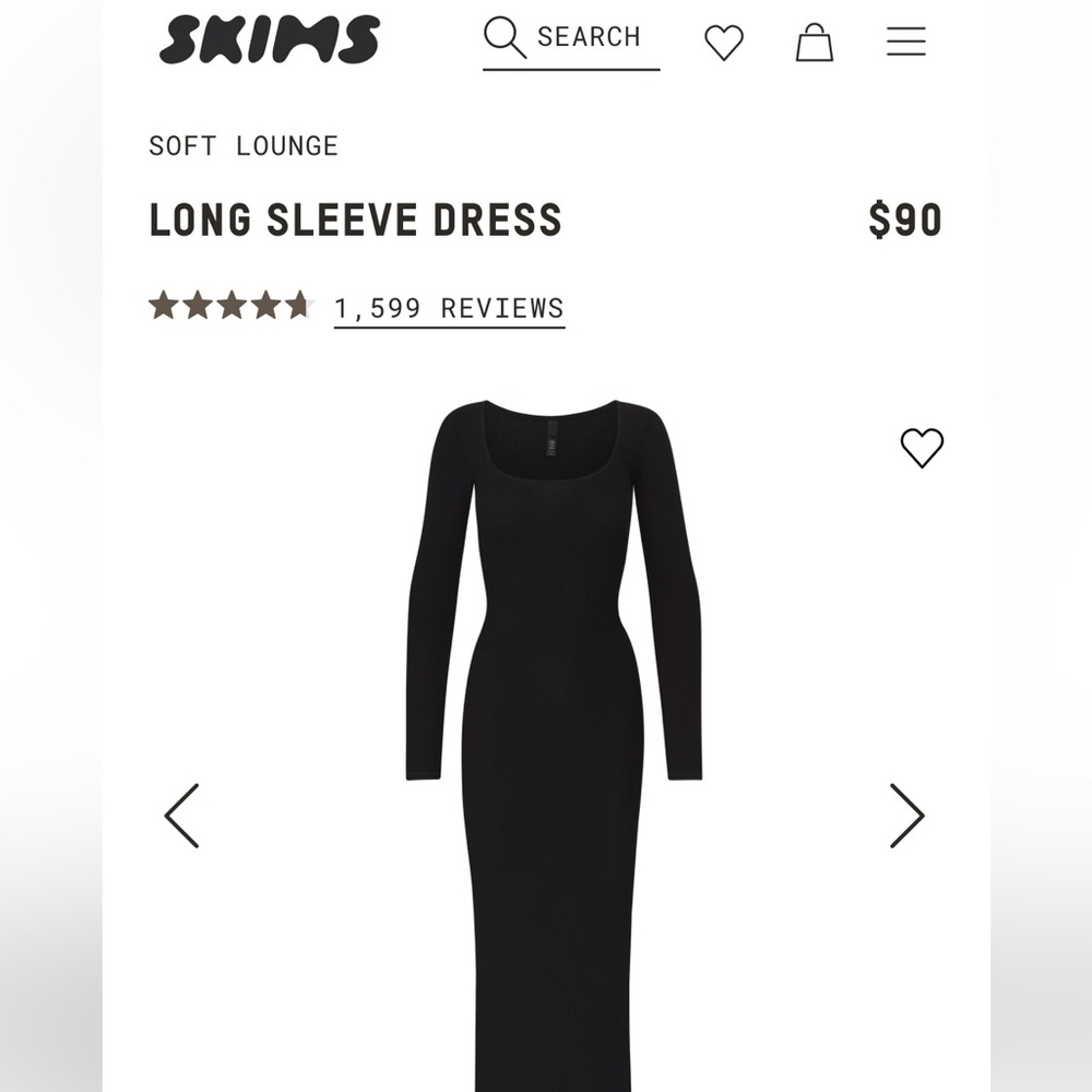 Skims Soft Lounge Long Sleeve Dress NWT Size S